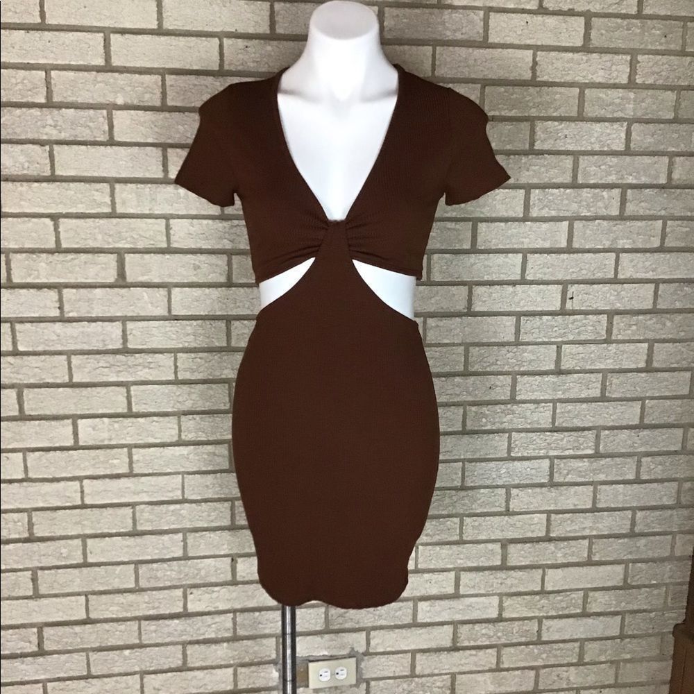 Audrey 3+1 brown stretch knit dress size medium.